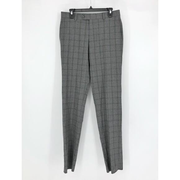 ENGLISH LAUNDRY Men's Suit Dress Pants 38R Grey Slim Fit Wool Windowpane NWOT - Picture 1 of 11